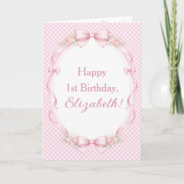 Cartão de Boas-Vindas de 1º Aniversário Coquette R