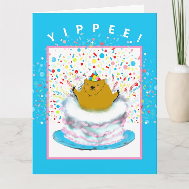 cartão de boas-vindas de aniversário do Grohog (Frente)