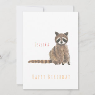 cartão de boas-vindas de aniversário do raccoon 