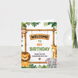 Cartão de Boas-Vindas de Aniversário Safari Jungle