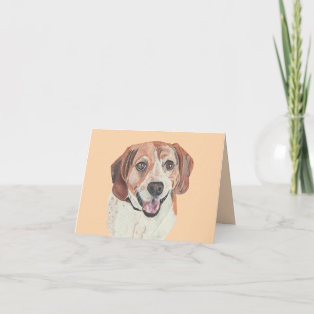 Cartão de Boas-Vindas de Beagle Feliz Desenhado à  (Frente)