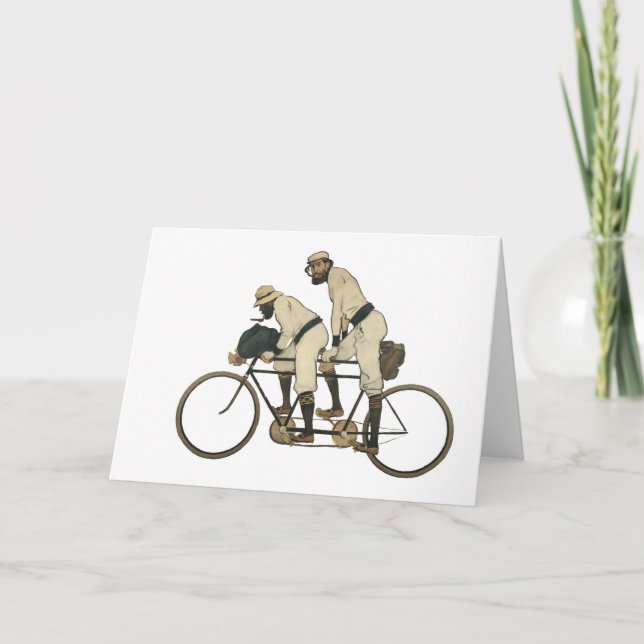 Cartão de Boas Vindas de Bicicleta Tandem Vintage  (Frente)