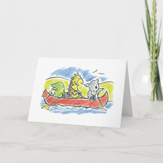 Cartão de Boas-Vindas de Canoa Amigos Peludos (Frente)