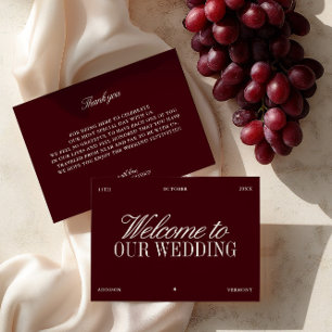 Cartão de Boas-Vindas de Casamento Burgundy & Marf
