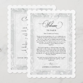 Cartão de Boas-Vindas de Casamento em Renda Branca