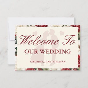 Cartão de Boas-Vindas de Casamento Floral Marrom E