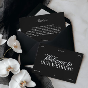 Cartão de Boas-Vindas de Casamento Preto e Branco