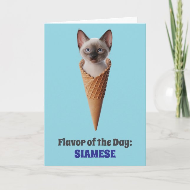 Cartão de Boas-Vindas de Cone de Gato Siames Cute (Frente)