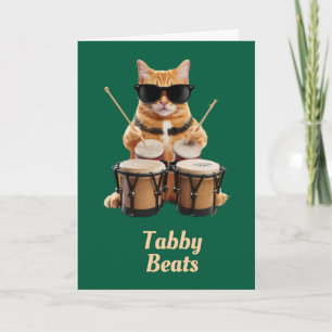 Cartão de Boas Vindas de Gatinho Fofo Tocando Bong