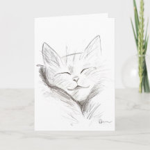 Cartão de Boas-Vindas de Gato Adormecido Fofo