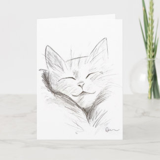 Cartão de Boas-Vindas de Gato Adormecido Fofo