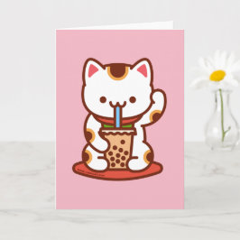 Cartão de Boas Vindas de Gato: BOBA KIT-TEA MANEKI