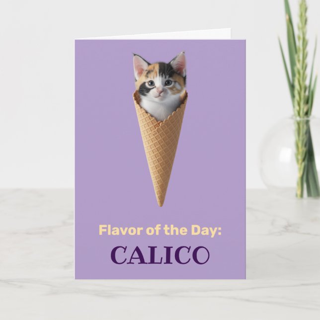 Cartão de Boas-Vindas de Gato Malhado Fofo em Cone (Frente)