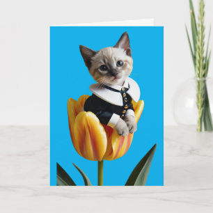 Cartão de Boas Vindas de Gato Siames Fofinho Tulip