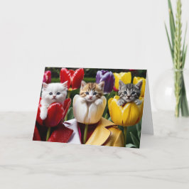 Cartão de Boas Vindas de Tulipas Kitty Fofos