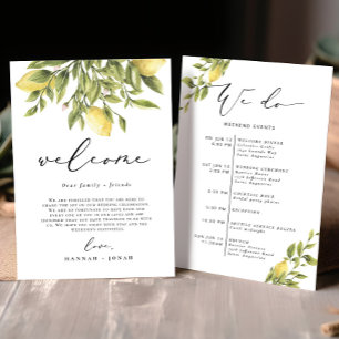 Cartão de Boas-Vindas do Casamento da Lemon Medite