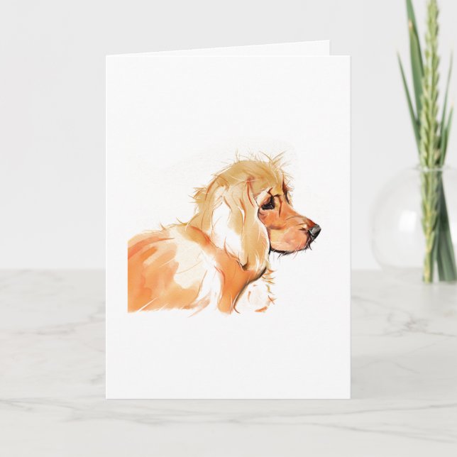 Cartão de Boas-Vindas do Cocker Spaniel, Aquarela (Frente)