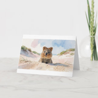 Cartão de Boas-Vindas do Quokka Espiando Sobre Uma