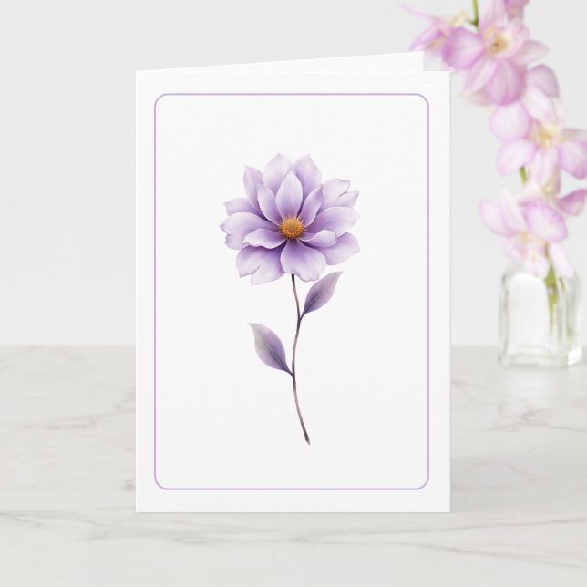 Cartão de Boas-Vindas Dobrado Flor de Lavanda Mini (Orquídea)