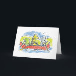 Cartão de Boas-Vindas Dobrável Canoa Amigos Peludo<br><div class="desc">Eu gosto de desenhar animais de desenho animado fofos e queria cenas onde TODOS os animais se dão bem.</div>