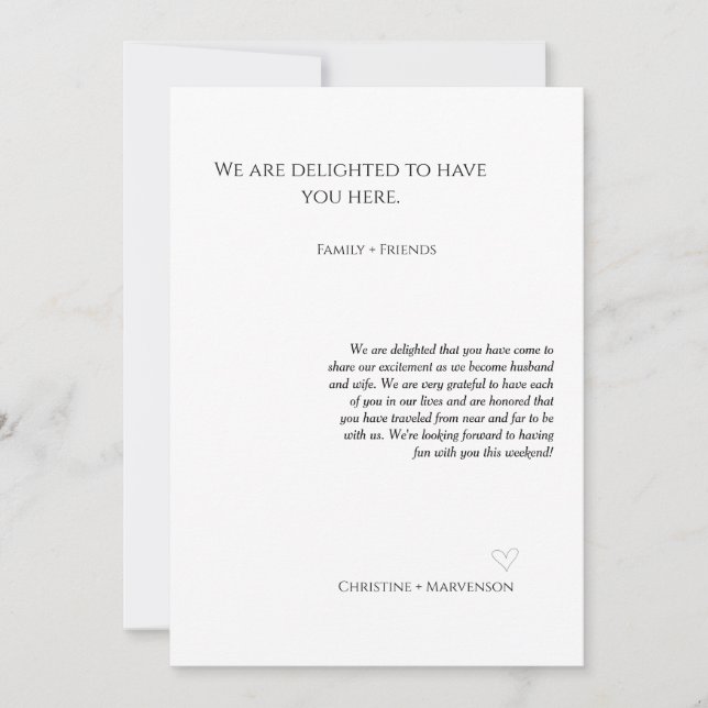 Cartão de boas-vindas e itinerário de fim de seman (Frente)