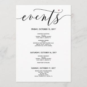 Cartão de Boas-vindas e Itinerário do Modern Weddi