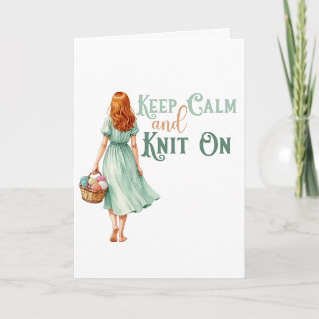 Cartão de Boas Vindas Keep Calm & Knit On  (Frente)