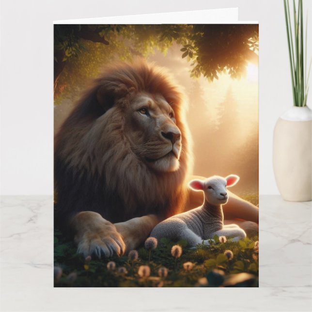 CARTÃO DE BOAS-VINDAS LION & LAMB EM BRANCO (Frente)