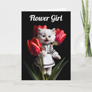 Cartão de Boas Vindas Menina Flor Persa Branca Fof