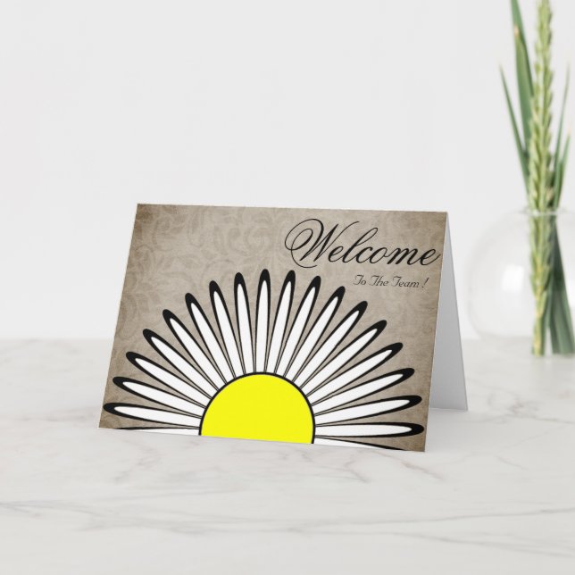 Cartão de boas-vindas Mínimo Amarelo Branco (Frente)