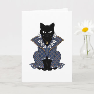 Cartão de Boas-Vindas Mystic Black Cat Blue Batik