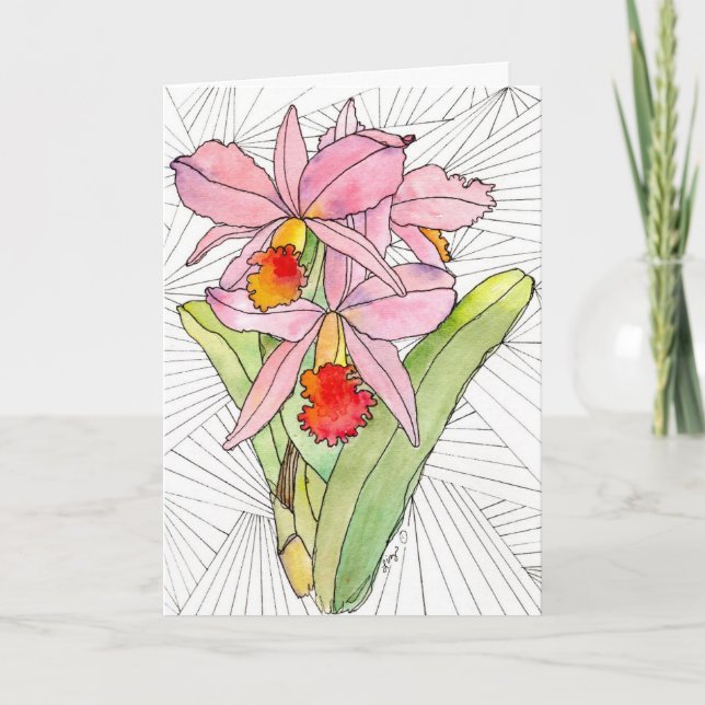 Cartão de Boas-vindas - Orquídeas Rosa (Frente)