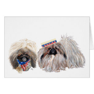 Cartão de Boas Vindas Patriótico de Pekingese
