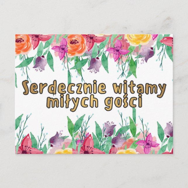Cartão de Boas Vindas Polonês de Casal Jovem Posta (Frente)
