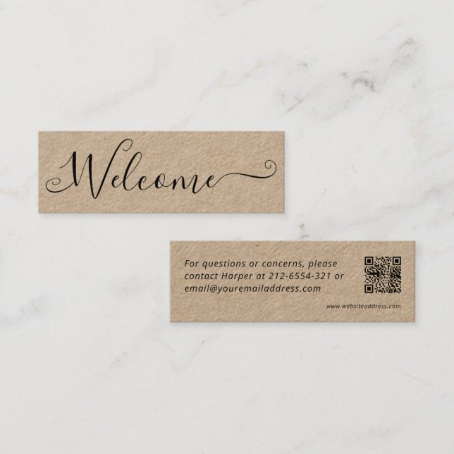 Cartão de boas-vindas QR para aluguel de casa (Frente/Verso)