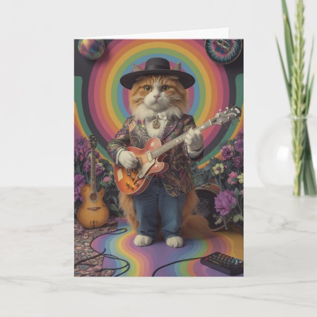 Cartão de Boas-Vindas Rocker Gatinho Laranja Fofo (Frente)