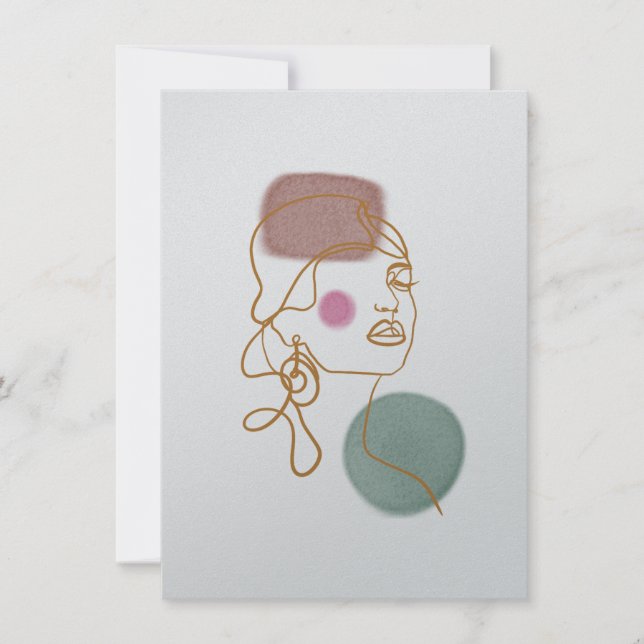 Cartão de Boas-Vindas Rosto Bonito Arte Linear Pla (Frente)