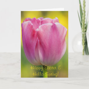 Cartão de Boas Vindas Tulipa Rosa da Primavera