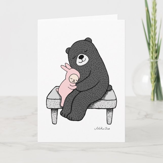 Cartão de Boas-vindas Urso & Bunny Urso Bunny Arte (Frente)