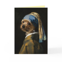 Cartão de Boas-Vindas Yorkie com uma Pérola na Ore