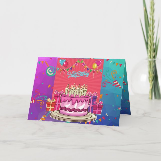 Cartão de Bolo de Aniversário (Frente)
