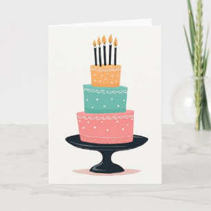 Cartão de Bolo de Aniversário com Andares
