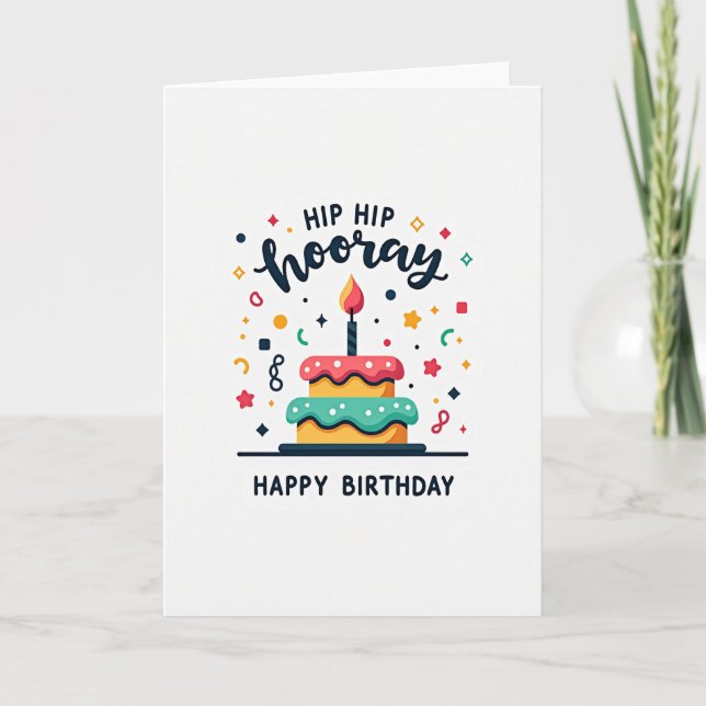 Cartão de Bolo de Aniversário com Vela (Frente)
