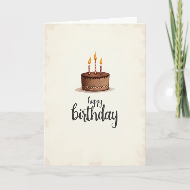 Cartão de Bolo de Aniversário com Vela Festiva (Frente)