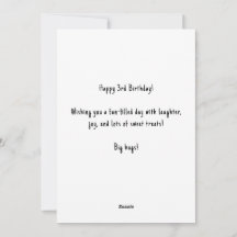 Cartão de Bolo de aniversário de 3 anos de Nome Pe