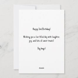 Cartão de Bolo de aniversário de 3 anos de Nome Pe