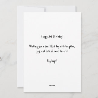 Cartão de Bolo de aniversário de 3 anos de Nome Pe