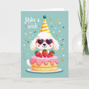 Cartão de Bolo de Aniversário de Cachorro Alegre