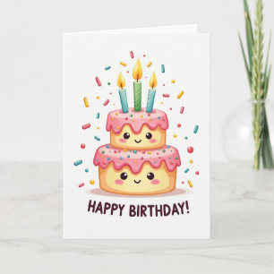 Cartão de Bolo de Aniversário Divertido