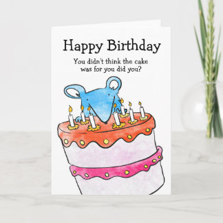 Cartão de bolo de aniversário do rato